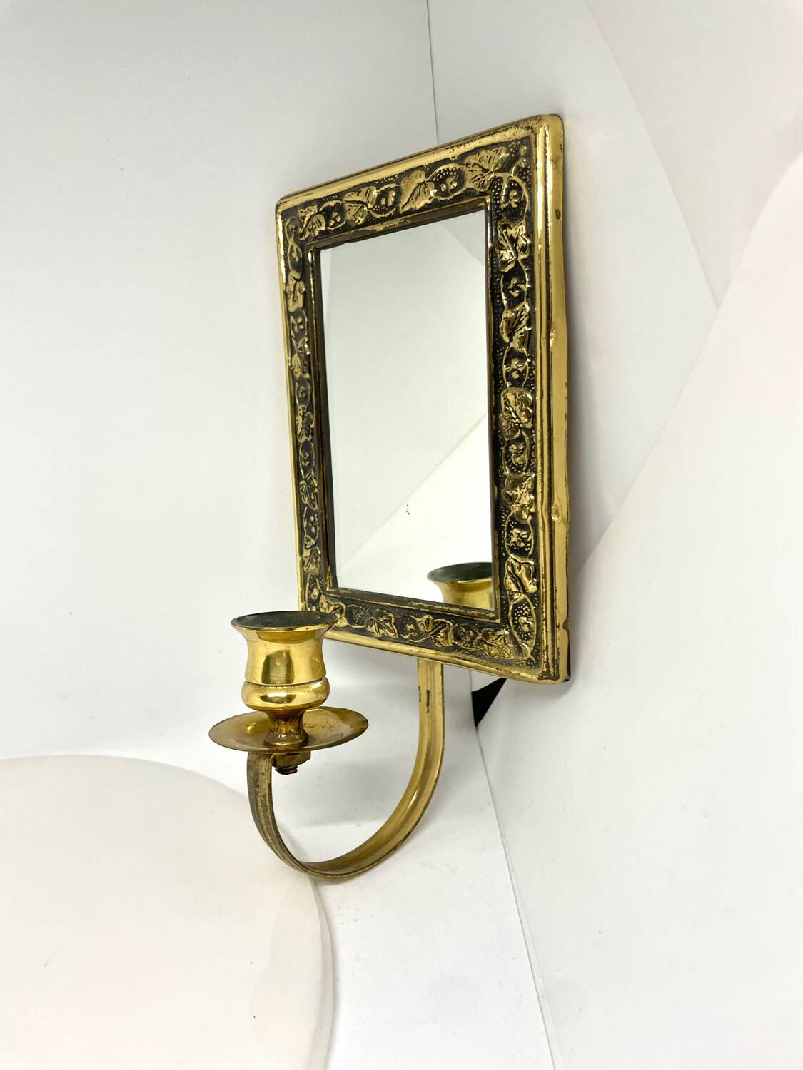Vintage  Brass Wall mirrored Candle Sconce
