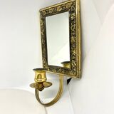 Vintage  Brass Wall mirrored Candle Sconce