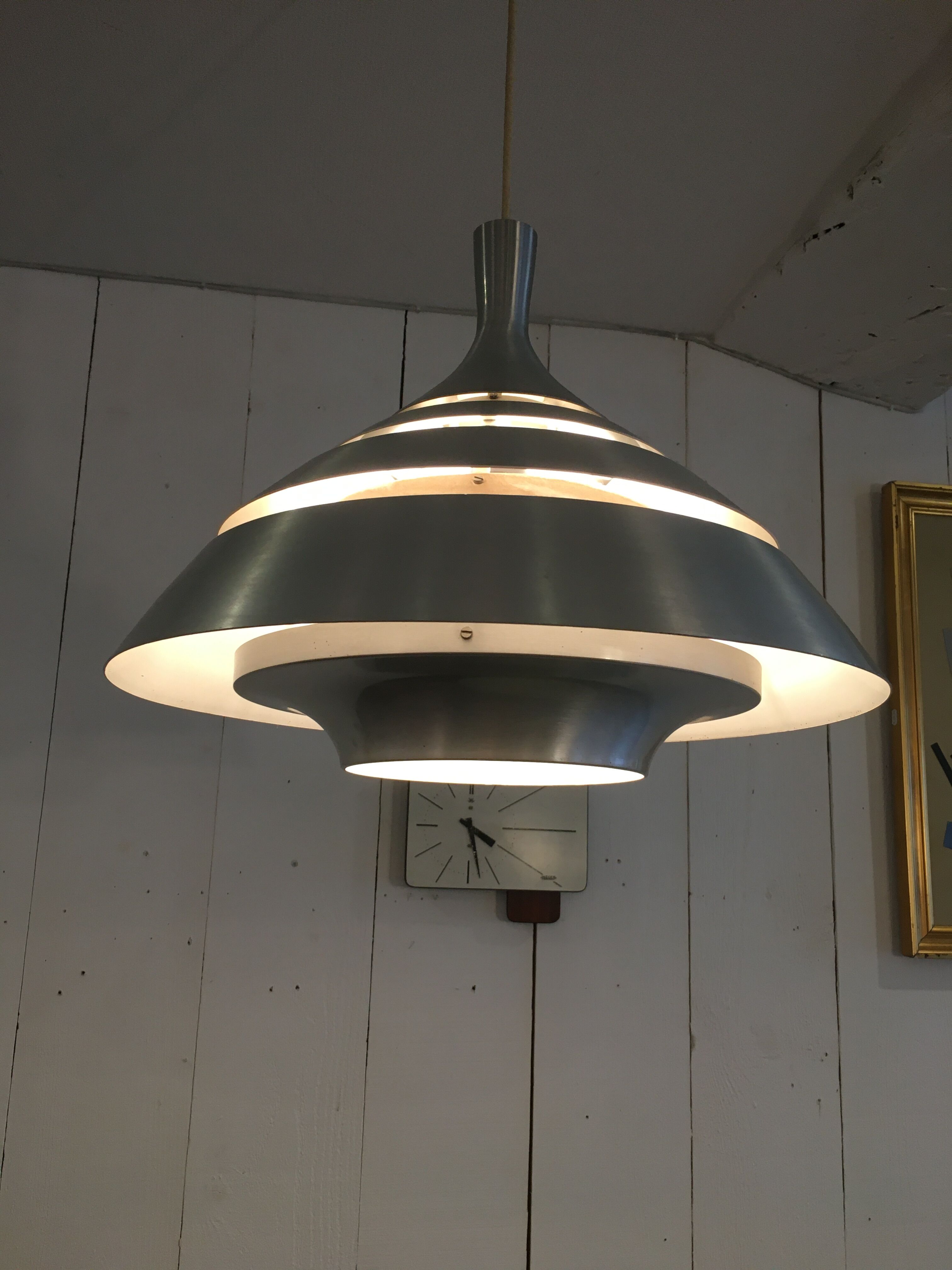 Scandinavian hanging lamp, Hans-Agne Jakobsson, aluminium, circa 1960