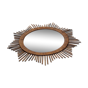 miroir soleil en rotin