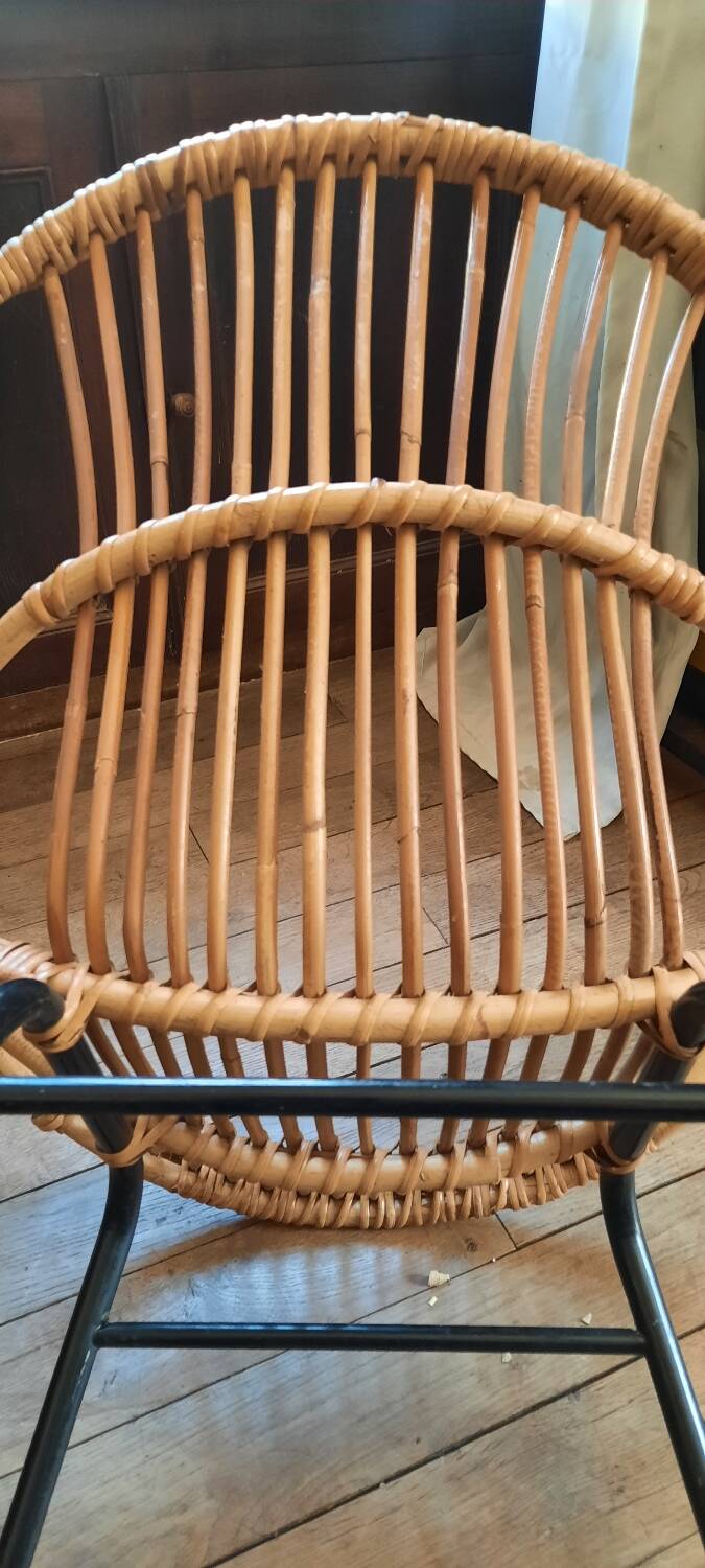 Pair of rattan armchairs
