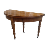 Half-moon walnut console table, circa 1840, Jacob base