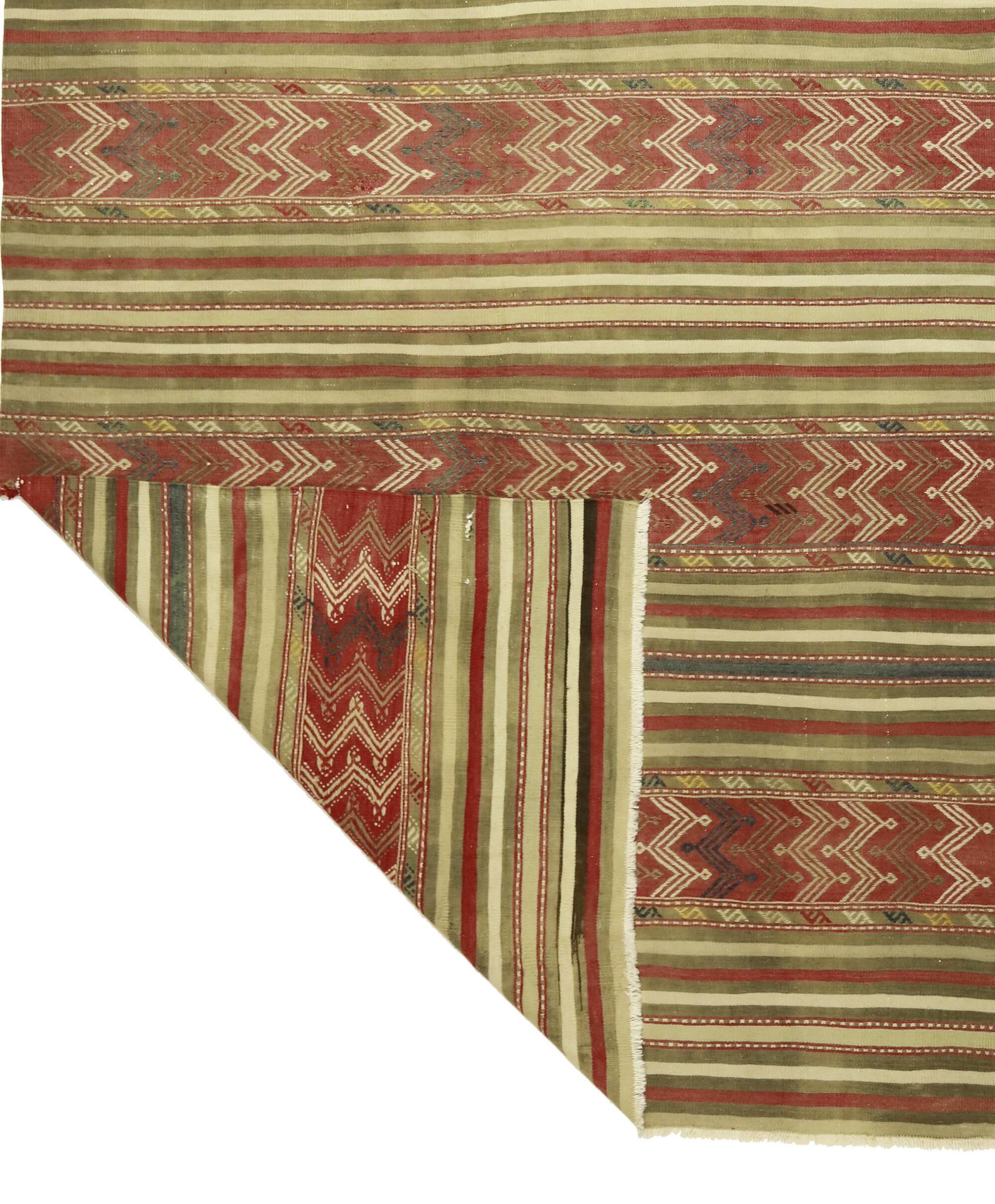 Turkish Anatolian Handmade Vintage Area Kilim Rug 276 cm x 144 cm