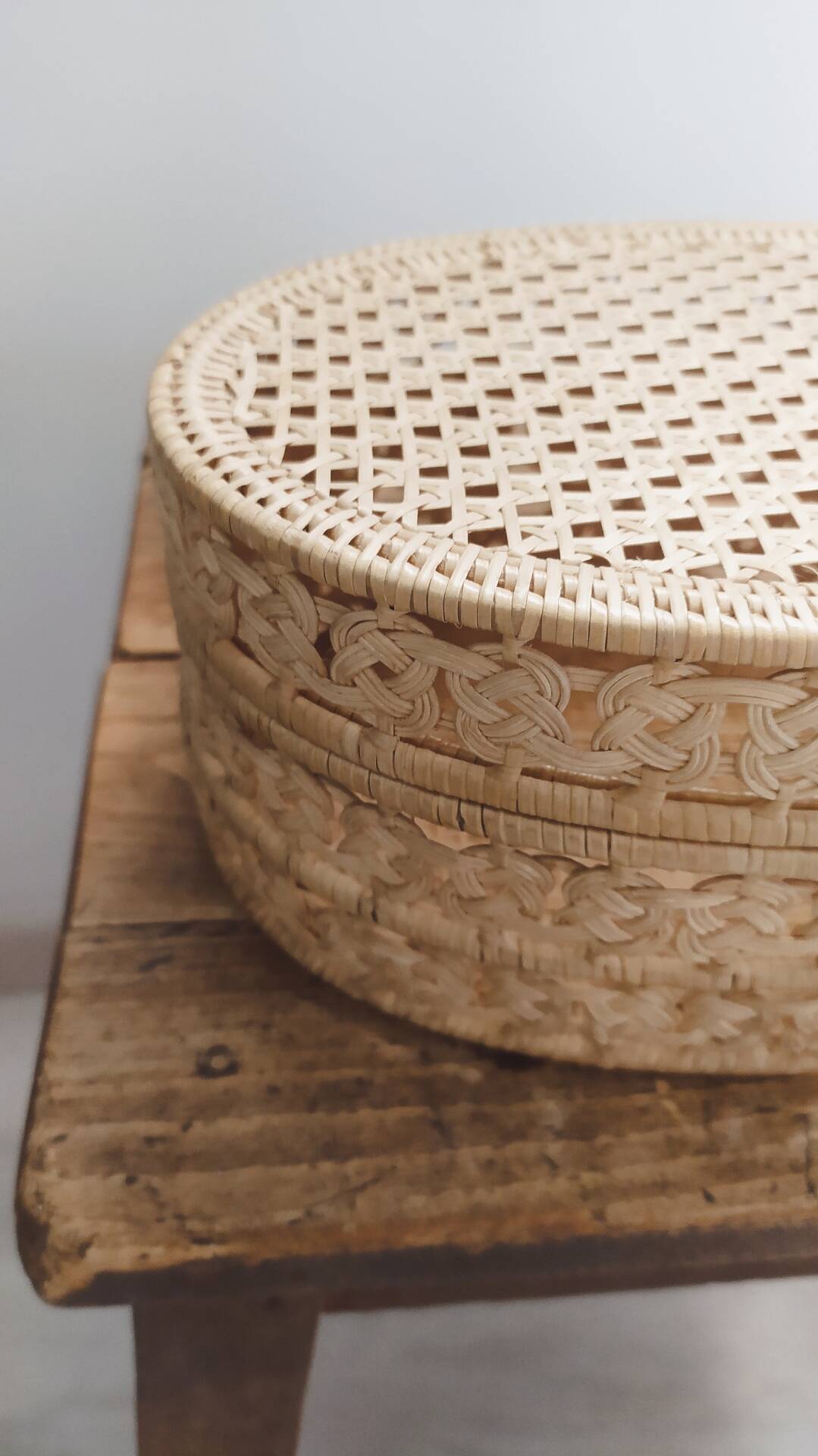 Vintage woven rattan box, case