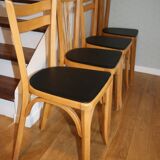 2 chaises Baumann N°19 hêtre clair skai noir