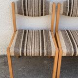 Suite of 4 chairs self beech brass and wool 1960