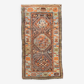 Tapis Caucasien Kazak Lenkoran  Ancien   : 2.22  X 1.10 Mètres"