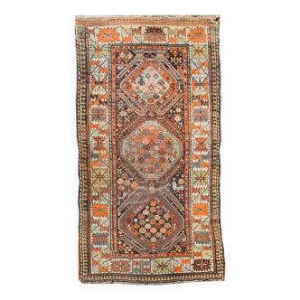 Old Caucasian Kazak Lenkoran Carpet: 2.22 X 1.10 Meters"