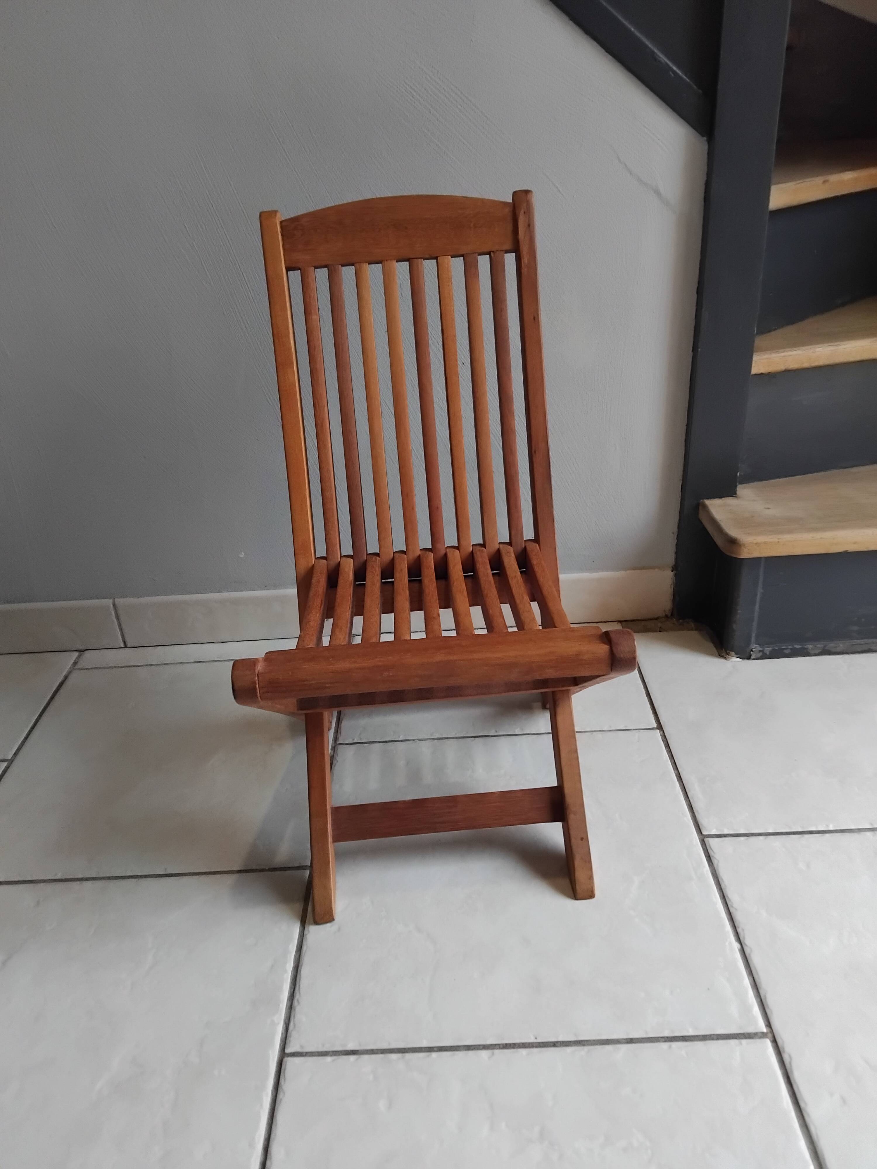 Vintage folding teak children's chair