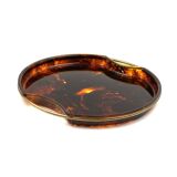 Hollywood regency brass and tortoiseshell lucite tray, Guzzini Italy 1970s
