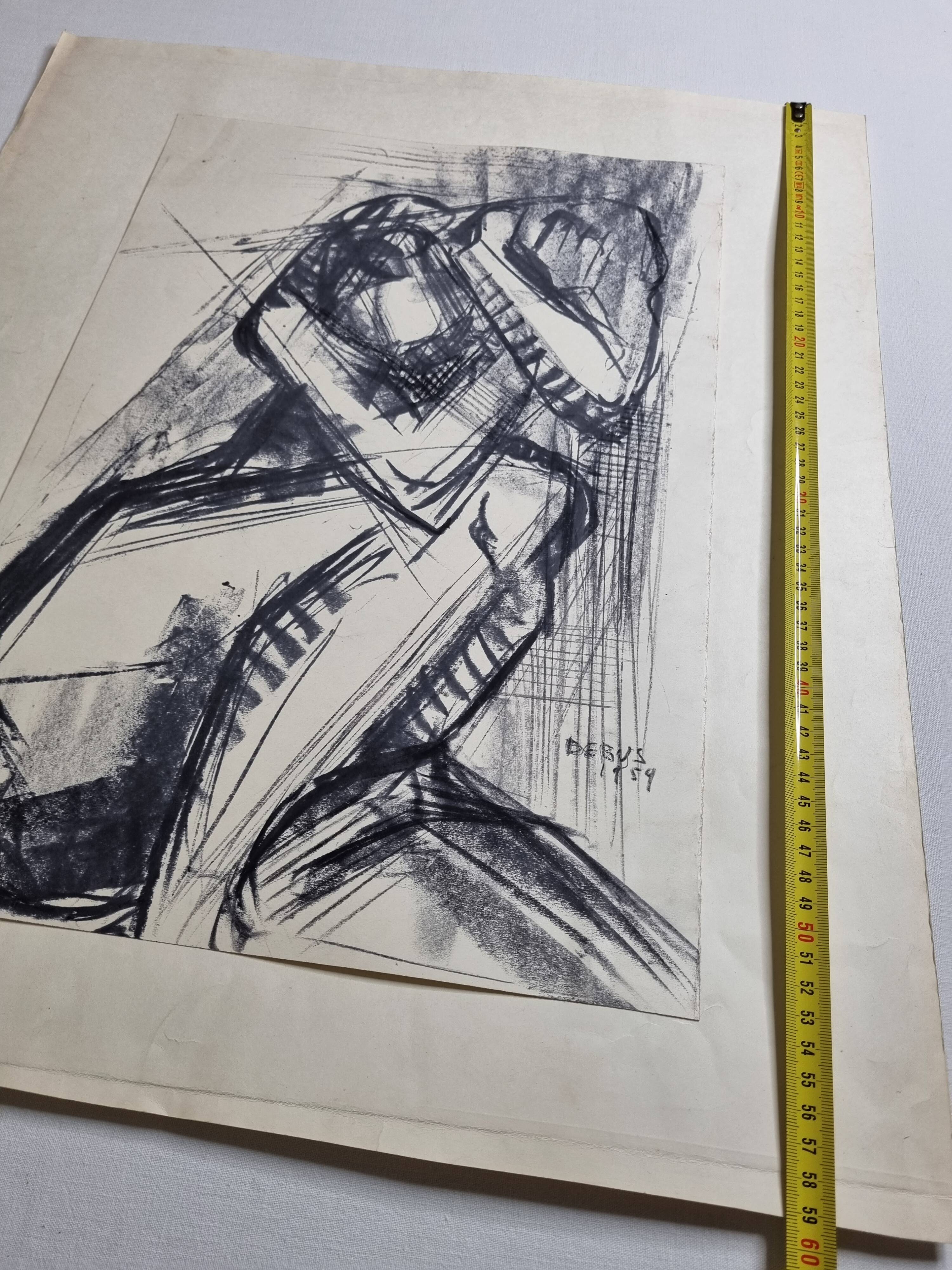 Nude study signed by Maurice de Bus, 1959, 50 x 59 cm