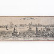 Serigraphy on canvas of Barcelona vintage reproduction of an engraving of the eighteenth century