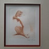 Dessin à la sanguine signé Jean Vyboud