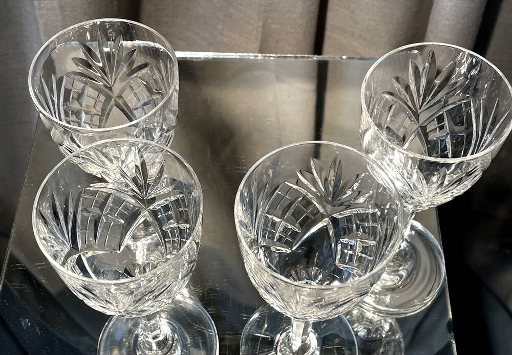 Suite of 4 port or wine glasses st louis crystal cooked wine glasses transparent chantilly model table art