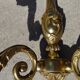 Appliques murales en bronze, abat-jour en soie, la paire