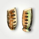 Deux anciens vases en faïence de Hubert Bequet (Belgique) - années 50