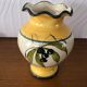 Vase signed Vallauris handmade trendy decoration of Olivier yellow, cream and blue