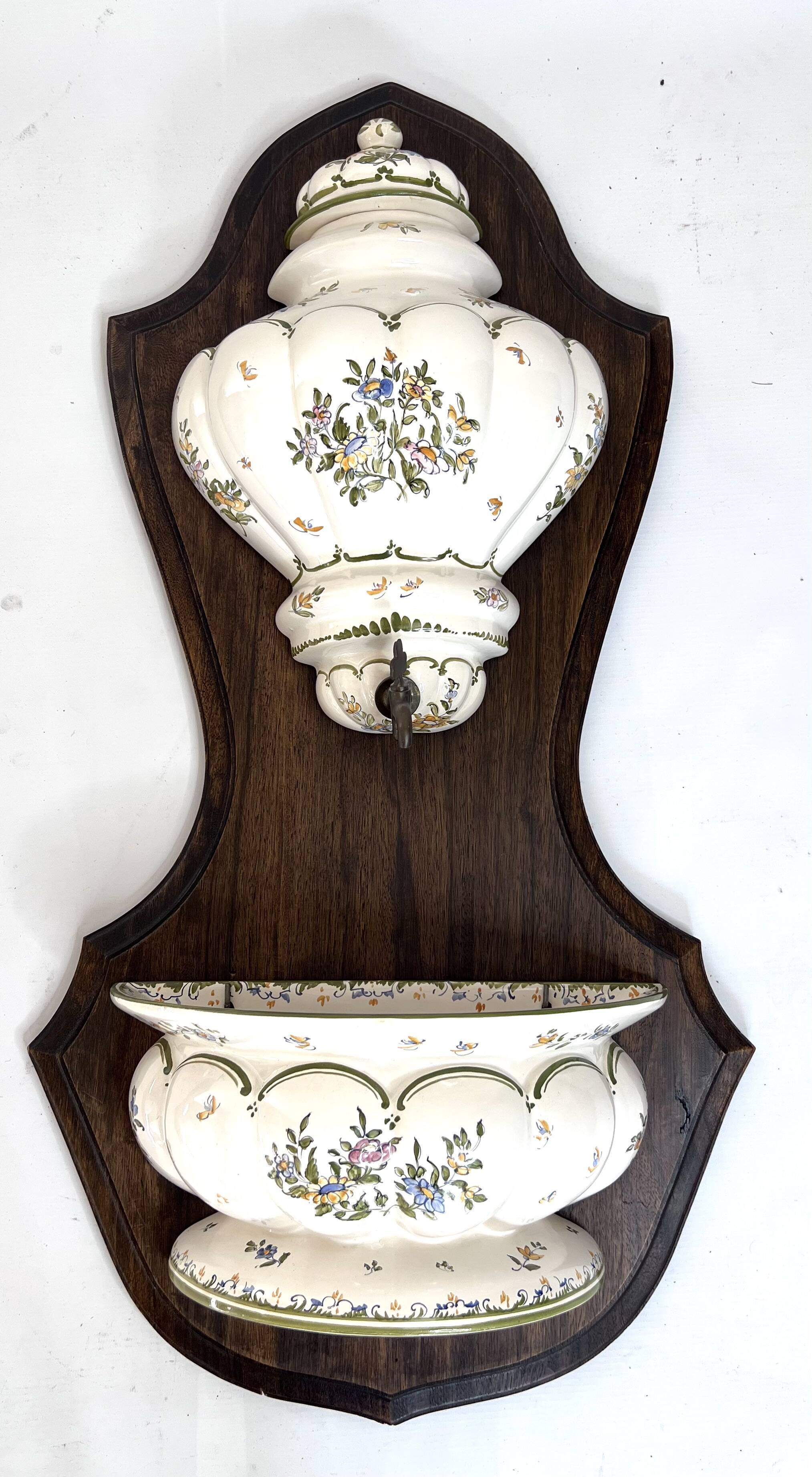 Moustiers wall fountain in signed earthenware – country house spirit