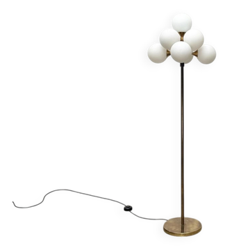 German brass floor lamp in Space Age style from the mid-century by Kaiser Leuchten, 1960s.