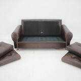 1970s Danish Brown Leather 2 Seater Sofa
