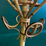 Curved rattan coat rack, 1950s-1970s