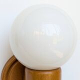 Pair of pine and opaline wall lights