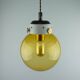 Industrial Vintage Mid-Century Modern Amber Glass And Brass Metal Lamp