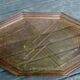 Old pink glass serving tray geometric shape 1950s