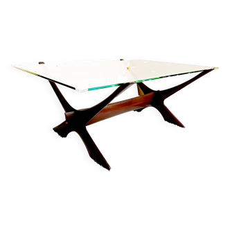 Table basse condor de frederik schriever-abeln avec nouveau plateau en verre