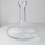 Vintage clear glass decanter set with 6 round wine glasses - Italian 1980s timeless design, elegant table décor