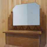 Old mirror beveled wooden box carved art deco