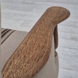 1970s, Danish 3-seater sofa, furniture wool fabric, oak wood, original.