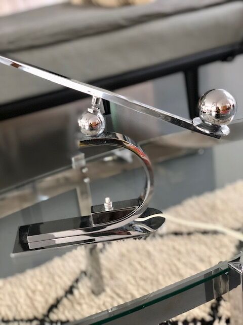 Art Deco desk lamp in stainless steel