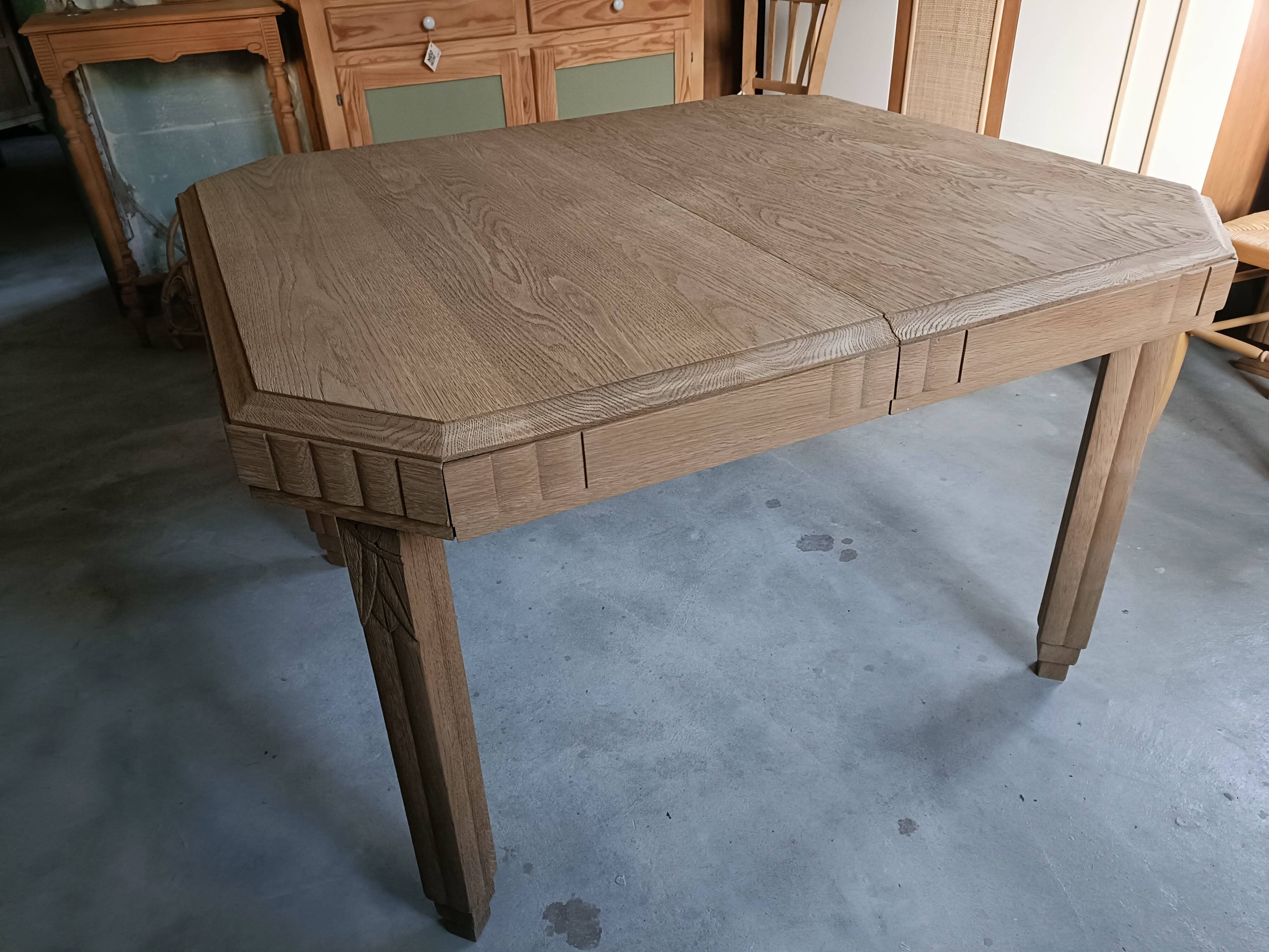 Renovated Art Deco dining table with extension.