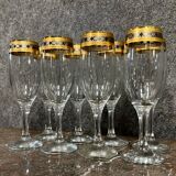 Venice 20th century: 6 Vintage Champagne flutes in crystal and gilding