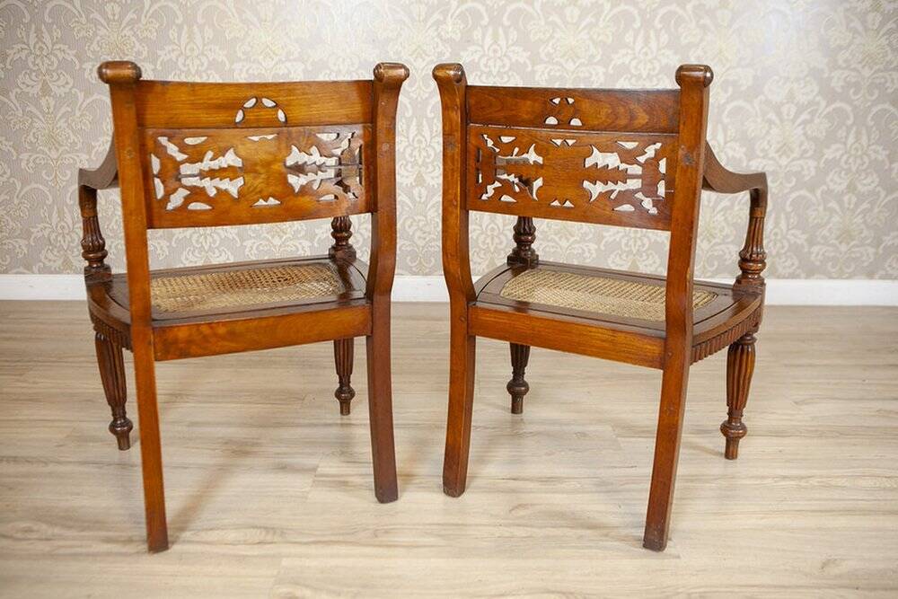 Antique Rosewood Parlor Set with Carved Backrests, Set of 3