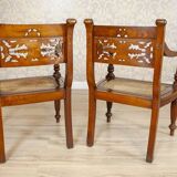 Antique Rosewood Parlor Set with Carved Backrests, Set of 3