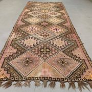 Vintage Turkish Kilim 377x152 cm wool kelim rug large