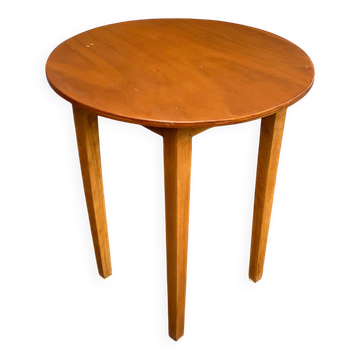 1960s Scandinavian round wooden side table
