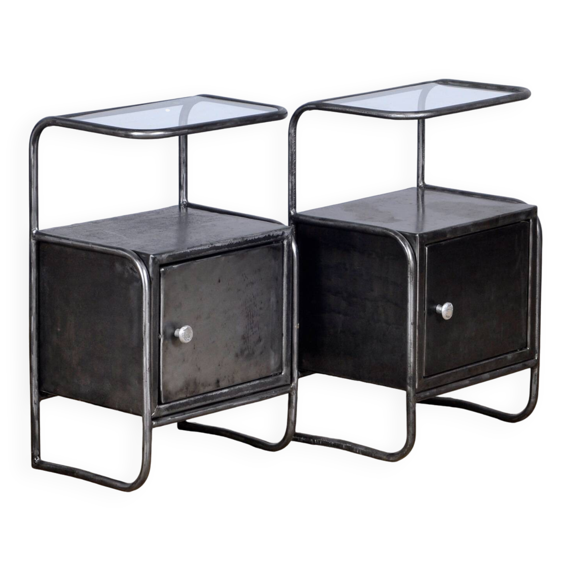 2 iron bedside tables, 1950s