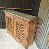 Support buffet in solid pine, zinc top, late 19th century.