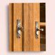 Asymmetrical Art Deco glass-fronted Parisian wardrobe in raw oak, 1930.