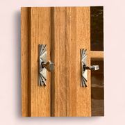 Asymmetrical Art Deco glass-fronted Parisian wardrobe in raw oak, 1930.