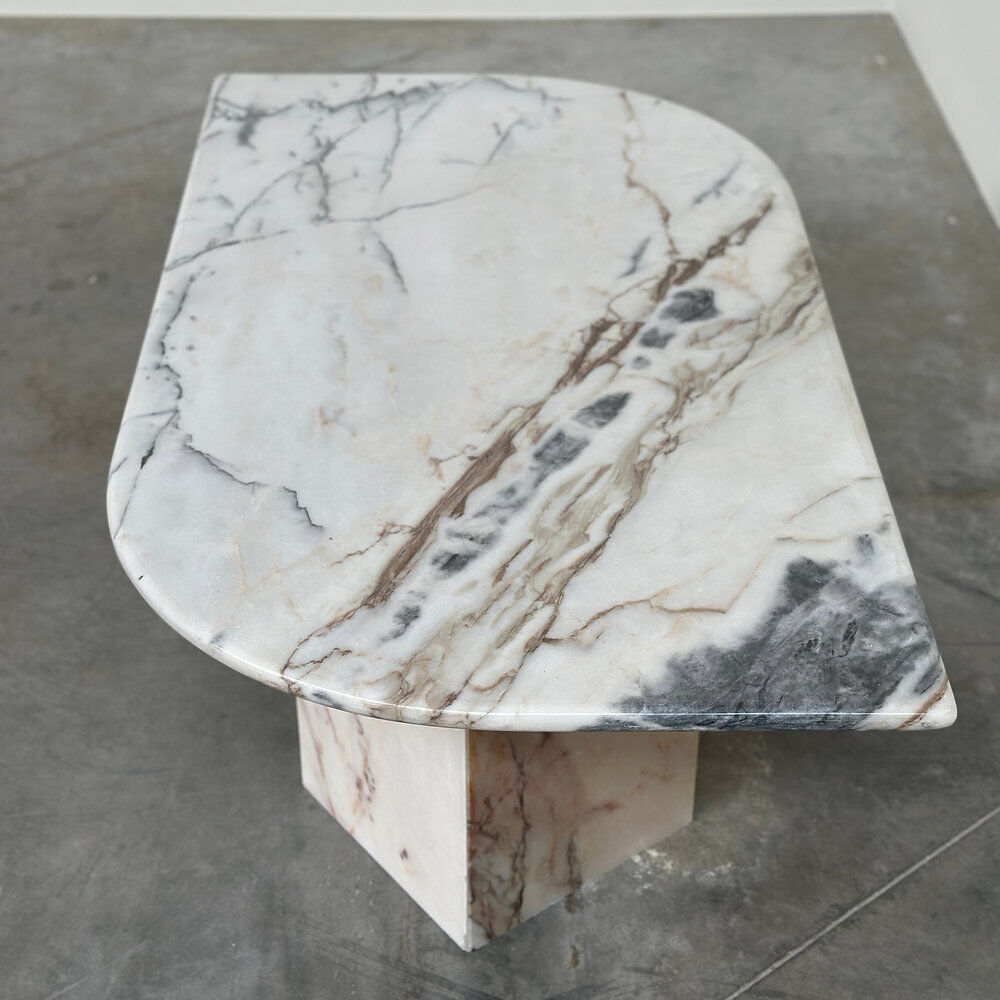 Large Italian postmodern marble coffee table, sculptural vintage stone table, 1980s