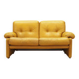 Yellow leather sofa, Italian design, 1960s, manufacturer: B&B Italia, desig