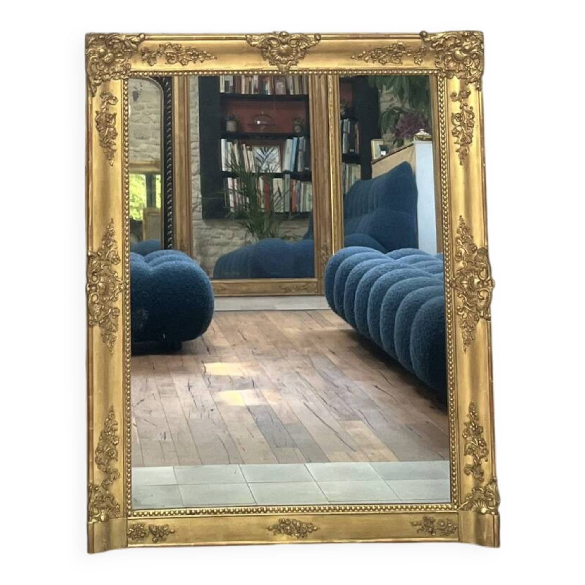 Miroir de cheminée époque Empire 128/102,5cm, trumeau, glace mercure