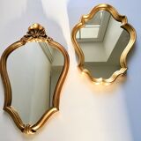 Miroir rocaille bois sculpté et doré 30x45cm