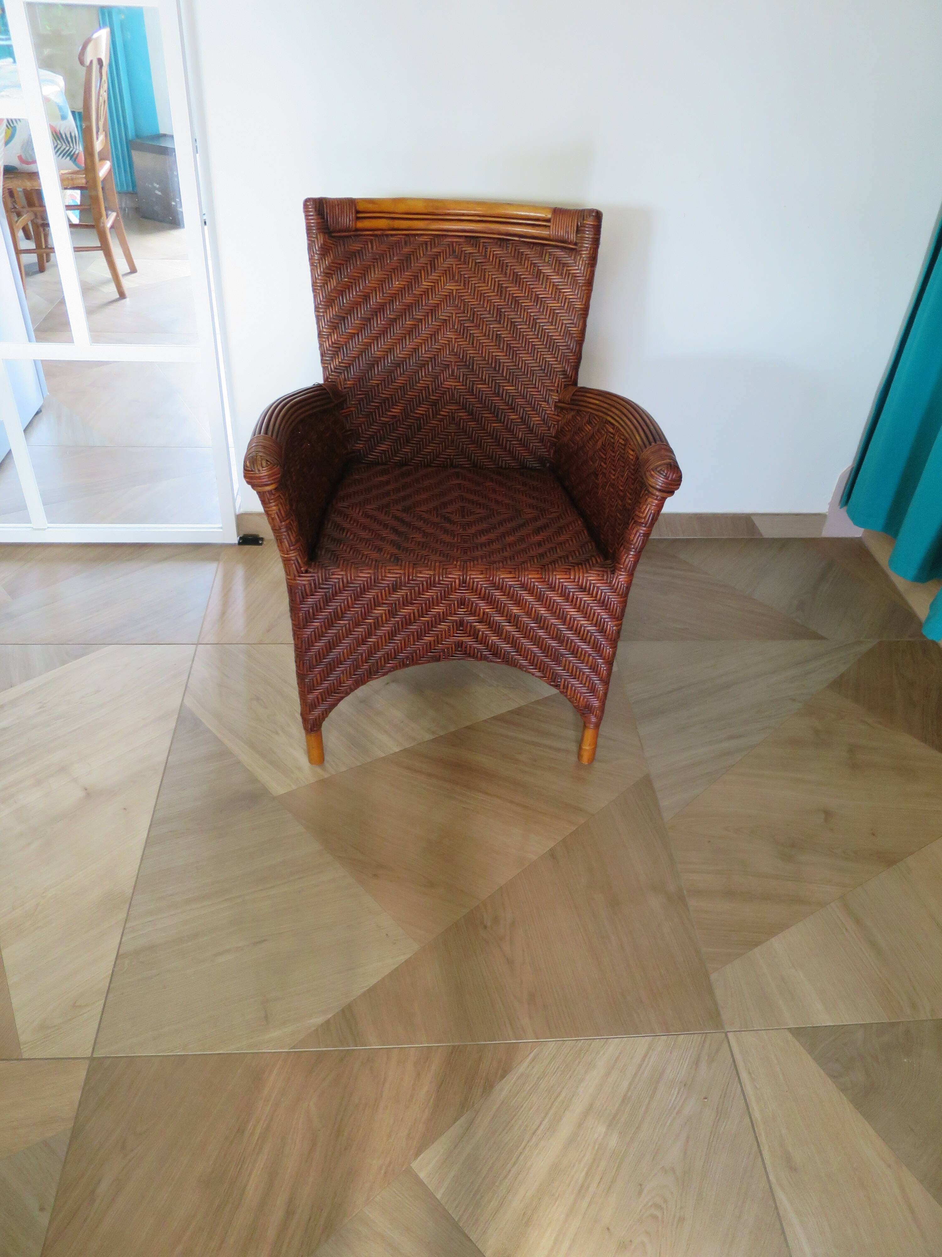 Woven rattan armchair, 1980s