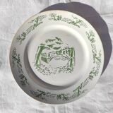 Round dish of Creil and Montereau green color with stamp and hollow mark