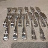 6 silver-plated fish forks and 6 fish knives by Ercuis Valencay